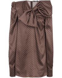 Balmain - Monogram Print Bow-detail Mini Dress - Lyst