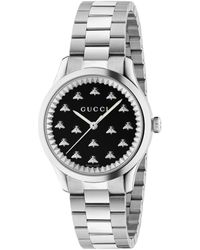 Gucci - G Timeless Multibee Black Stainless Steel Bracelet Watch - Lyst