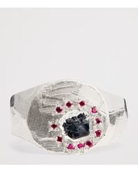 The Ouze - Recycled Sterling, Sapphire And Ruby Island Signet Ring - Lyst