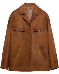 Prada - Lambskin Suede Jacket - Lyst