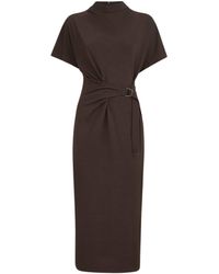 Brunello Cucinelli - Wool-Blend Belted Midi Dress - Lyst