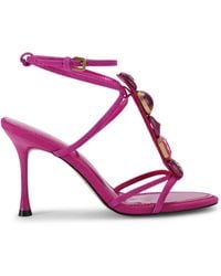 Kurt Geiger - Leather Embellished Loulou Heeled Sandals 90 - Lyst