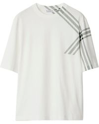 Burberry - Check Sleeve Cotton T-shirt - Lyst