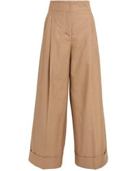 Max Mara - Cotton-blend Wide-leg Trousers - Lyst