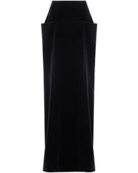 Alaïa - Cotton Velvet Maxi Column Skirt - Lyst