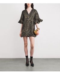 ganni metallic brocade mini dress Ganni Metallic Brocade Mini Dress In Azure - 55% Off