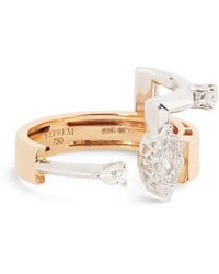 YEPREM Rose Gold And White Diamond Electrified Drop Ring - Metallic