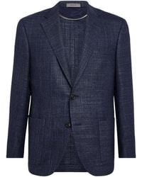 Corneliani - Virgin Wool-Silk Herringbone Blazer - Lyst