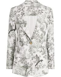 Alice + Olivia - Linen-Blend Printed Macey Blazer - Lyst