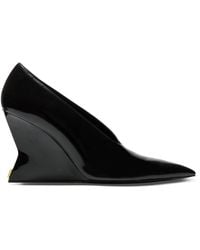 Balmain - Patent Leather Wedged Pumps 95 - Lyst