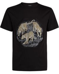 Stefano Ricci Embroidered Big Cat T-shirt - Black