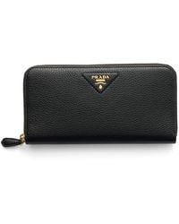 Prada - Large Leather Zipped Wallet - Lyst