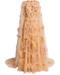 Pamella Roland - Caped Petal-detail Gown - Lyst
