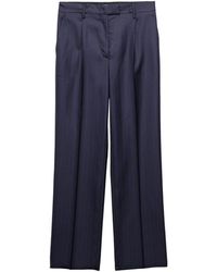Prada - Wool Pinstripe Straight Trousers - Lyst