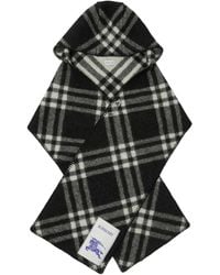 Burberry - Wool Check Hooded Scarf - Lyst