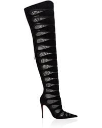 Christian Louboutin - Circus Max Suede-Mesh Over-The-Knee Boots 100 - Lyst