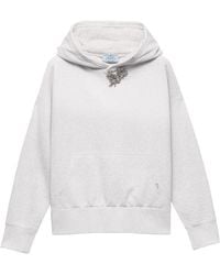 Prada - Embellished Long-Sleeved Hoodie - Lyst
