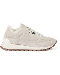 Brunello Cucinelli - Suede Shearling-Trim Sneakers - Lyst