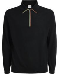 Paul Smith - Merino Wool Signature Stripe Zip Polo Shirt - Lyst