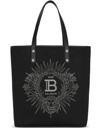Balmain - Embroidered Varsity Logo Tote Bag - Lyst