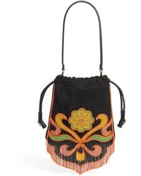 Etro - Small Suede Beaded Kalispera Top-Handle Bag - Lyst