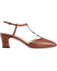 Gucci - Leather Double G Slingback Pumps 55 - Lyst