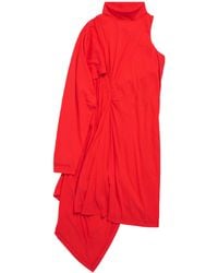 Balenciaga - Cotton Jersey Asymmetric Midi Dress - Lyst