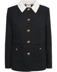 Sandro - Wool Contrast Collar Blazer - Lyst