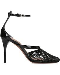 Alaïa - Infradito Fishnet Ankle-Strap Heels 90 - Lyst