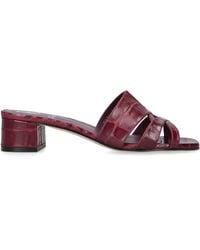 Gina - Leather Croc-Embossed Montreaux Heeled Mules 35 - Lyst