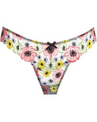 Fleur du Mal - Floral-Embroidered Azalea Thong - Lyst