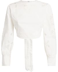 Sandro - Cotton Embellished Cropped Blouse - Lyst