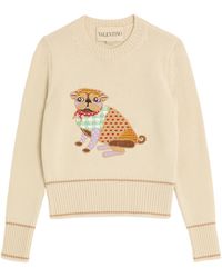 Valentino - Virgin Wool Embroidered Sweater - Lyst