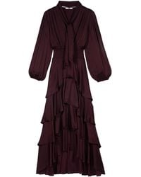 Maje - Tiered Pussybow Midi Dress - Lyst