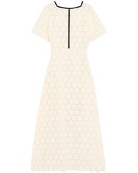 Valentino - Cotton Fleurs À Jours Midi Dress - Lyst
