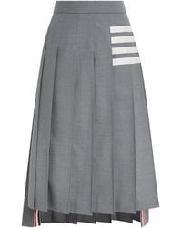 Thom Browne - Pleated Midi Skirt - Lyst