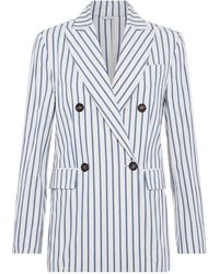 Brunello Cucinelli - Cotton-linen Striped Blazer - Lyst