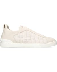 ZEGNA - Crocodile Leather Triple Stitch Secondskin Sneakers - Lyst