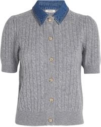Sandro - Wool-Cashmere Denim-Collar Cardigan - Lyst