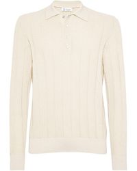Brunello Cucinelli - Ribbed Long-sleeve Polo Shirt - Lyst