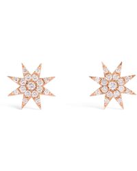 BeeGoddess - Rose Gold And Diamond Star Light Venus Stud Earrings - Lyst