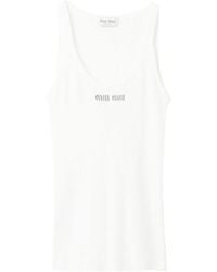 Miu Miu - Cotton Logo Tank Top - Lyst