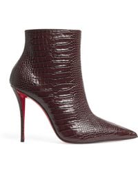 Christian Louboutin - Miss Z Booty Alligator-Embossed Leather Ankle Boots 100 - Lyst