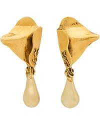 Saint Laurent - Faux Pearl Cassandra Earrings - Lyst