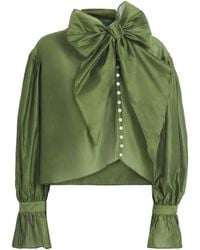 Polo Ralph Lauren - Cotton-Silk Tie-Neck Blouse - Lyst