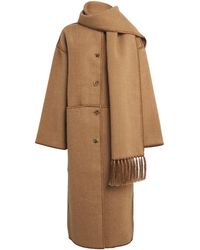 TOTEME - Wool Coat With Scarf - Lyst
