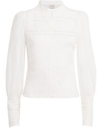 ME+EM - Cotton Lace Shirred Blouse - Lyst