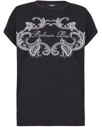 Balmain - Cotton Signature Paisley Print T-shirt - Lyst
