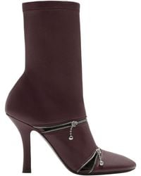 Burberry - Leather Peep Heeled Boots 100 - Lyst