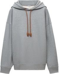 Loewe - Cotton-Blend Leather-Anagram Hoodie - Lyst